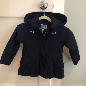 Jacadi Girls Quilted Navy Rain Coat Size 5